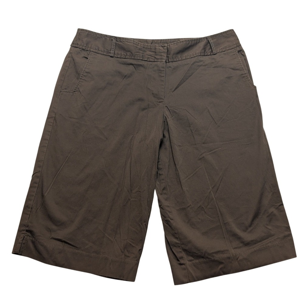 George Bermuda Shorts Womens 12 Brown Coffee House Cotton Stretch Knee Length